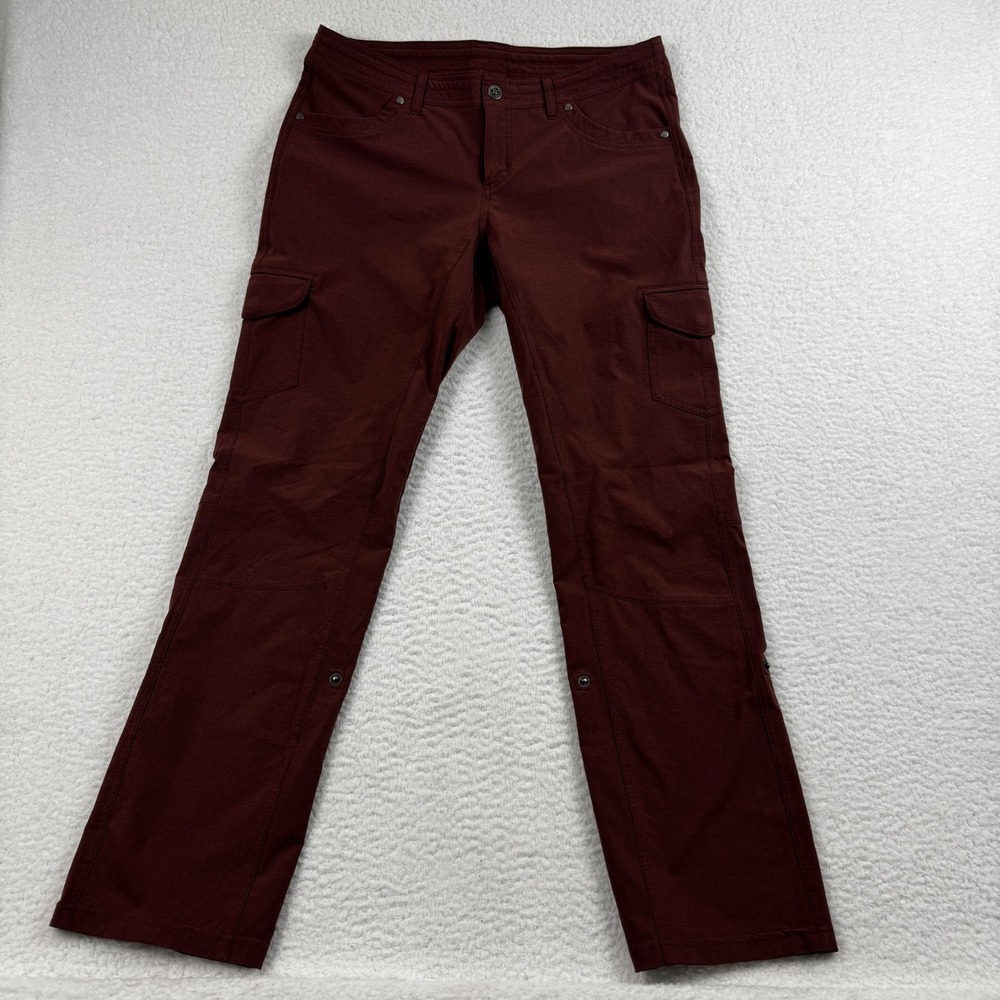 Kuhl Pants Women's 12  Burgundy Cargo Cotton Utility Camping Hiking Gorpcore